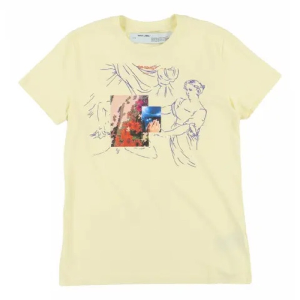 Off-White Yellow Illustrated Print Woman T-Shirt XS
